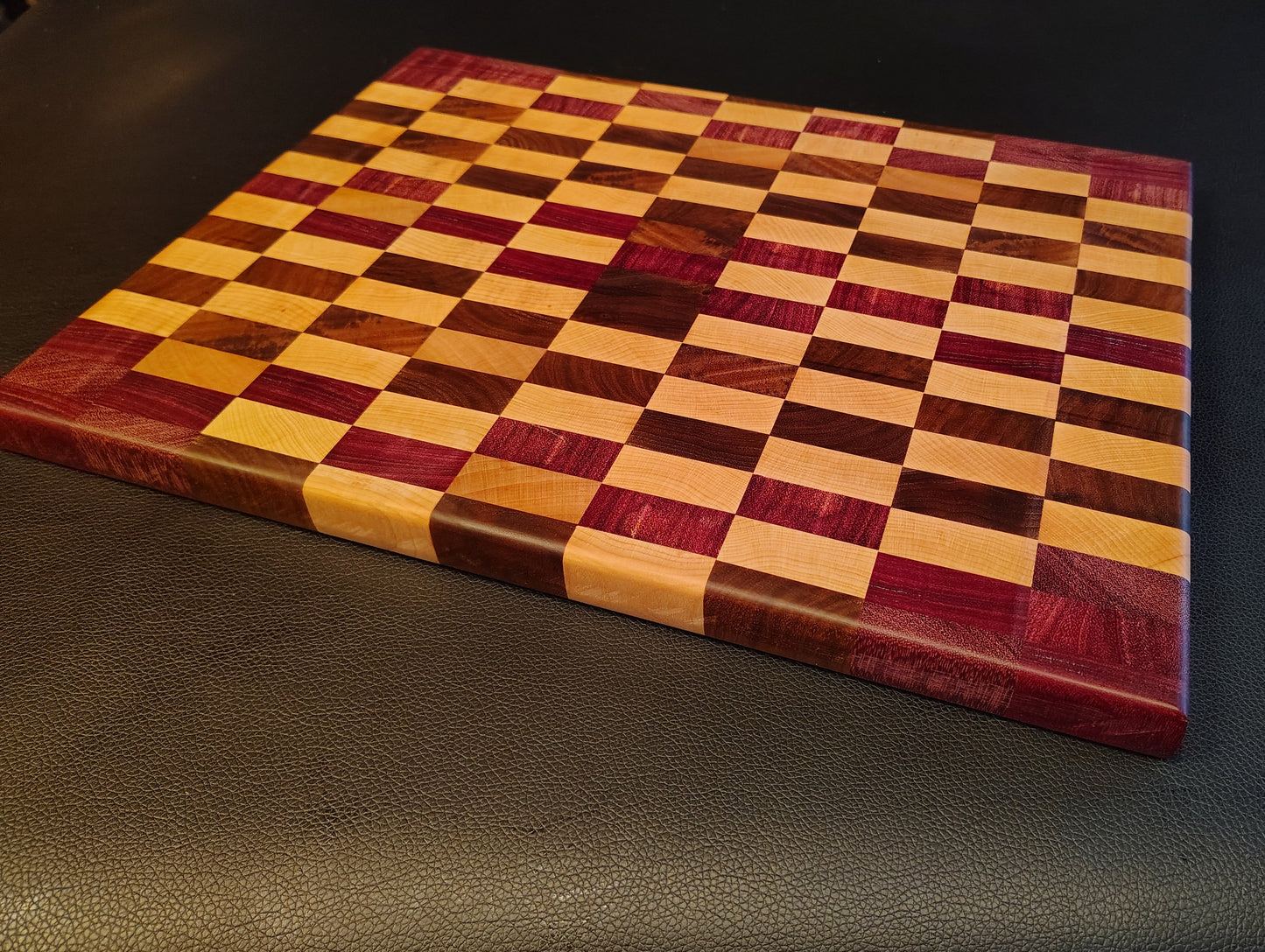 End-Grain Cutting Board: Maple/Walnut/Purpleheart