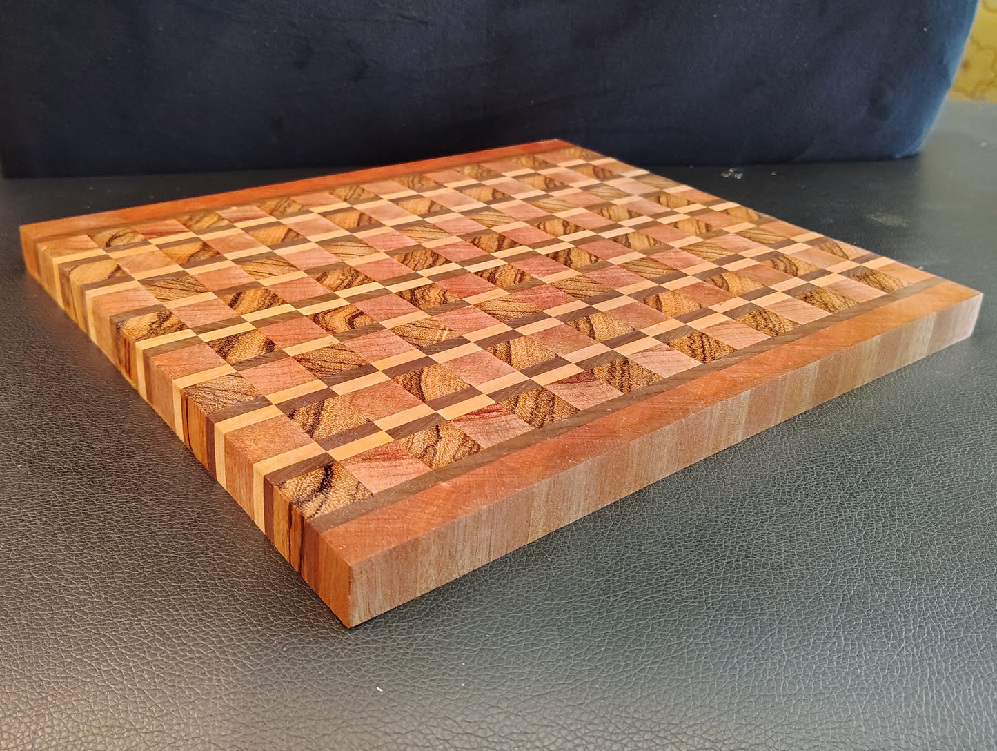 End-Grain Cutting Board: Mahogany/Zebra Wood/Walnut/Maple