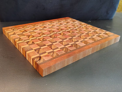 End-Grain Cutting Board: Mahogany/Zebra Wood/Walnut/Maple