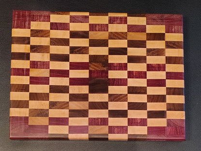 End-Grain Cutting Board: Maple/Walnut/Purpleheart
