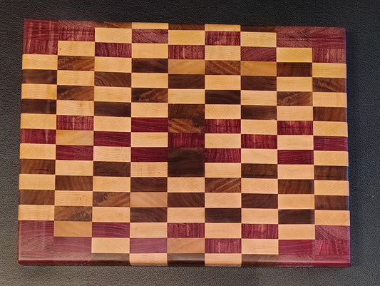 End-Grain Cutting Board: Maple/Walnut/Purpleheart