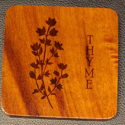 Coaster Set (Walnut): Parsley, Sage, Rosemary and Thyme