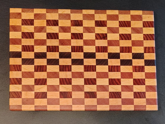 End-Grain Cutting Board: Hickory/Mahogany/Walnut/Padauk